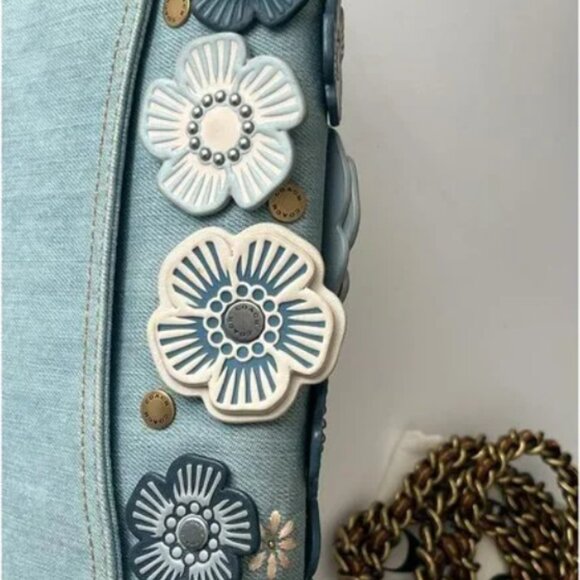 Coach 1941 Dinky Blue Denim With Tea Rose Shoulder Crossbody Bags 53706 - Picture 6 of 11